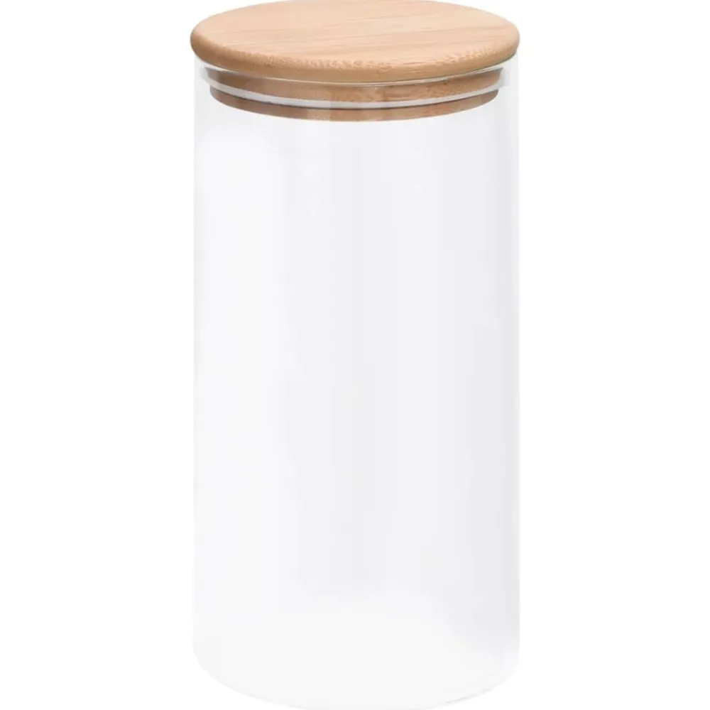 vidaXL Cocina Y Comedor-Tarros de almacenaje con tapa de bambú 4 unidades 1200 ml