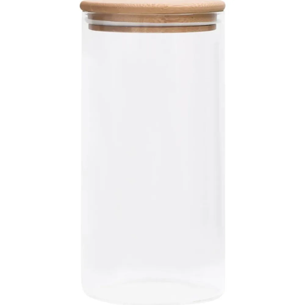 vidaXL Cocina Y Comedor-Tarros de almacenaje con tapa de bambú 4 unidades 1200 ml