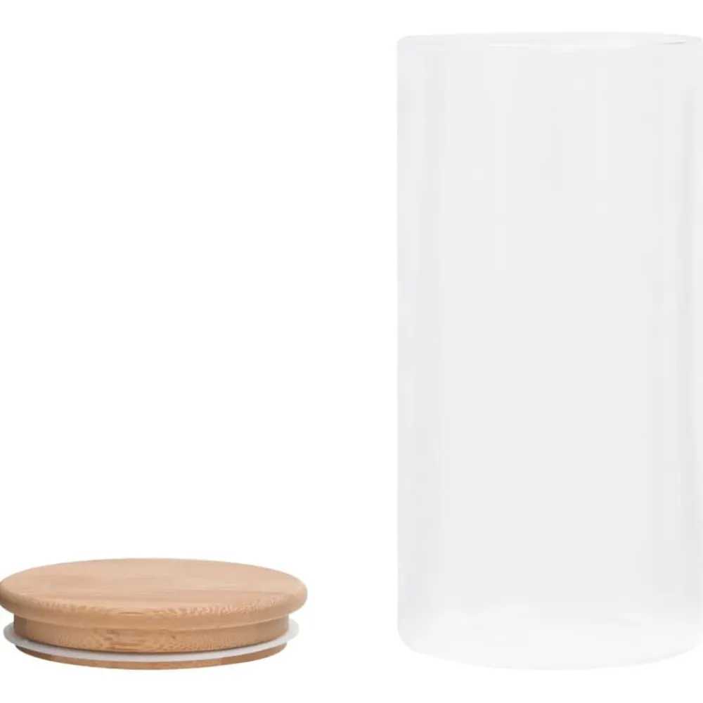 vidaXL Cocina Y Comedor-Tarros de almacenaje con tapa de bambú 4 unidades 1200 ml