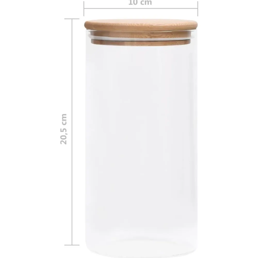 vidaXL Cocina Y Comedor-Tarros de almacenaje con tapa de bambú 4 unidades 1200 ml