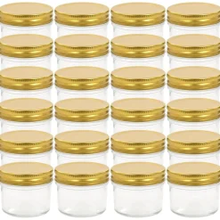 vidaXL Cocina Y Comedor-Tarros de mermelada de vidrio tapa dorada 24 uds 110 ml