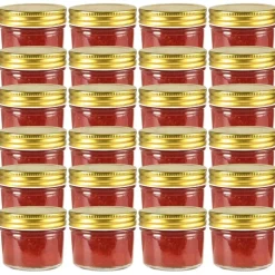 vidaXL Cocina Y Comedor-Tarros de mermelada de vidrio tapa dorada 24 uds 110 ml