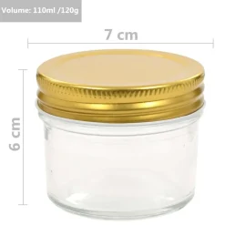 vidaXL Cocina Y Comedor-Tarros de mermelada de vidrio tapa dorada 24 uds 110 ml