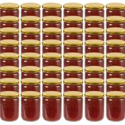 vidaXL Cocina Y Comedor-Tarros de mermelada de vidrio con tapa dorada 48 uds 230 ml