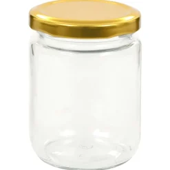 vidaXL Cocina Y Comedor-Tarros de mermelada de vidrio con tapa dorada 48 uds 230 ml