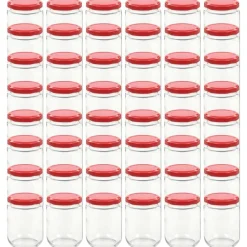 vidaXL Tarros de mermelada de vidrio con tapa roja 48 unidades 230 ml Rojo Best