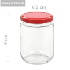 vidaXL Tarros de mermelada de vidrio con tapa roja 48 unidades 230 ml Rojo Best