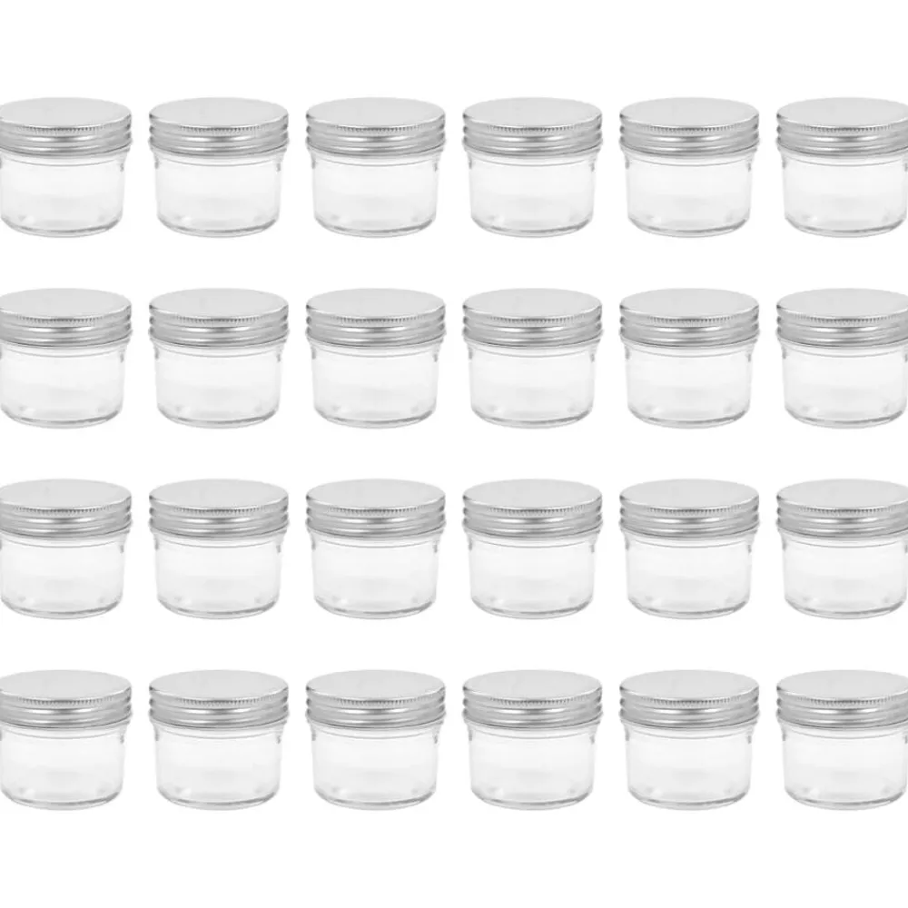 vidaXL Cocina Y Comedor-Tarros de mermelada de vidrio tapa plateada 24 uds 110 ml