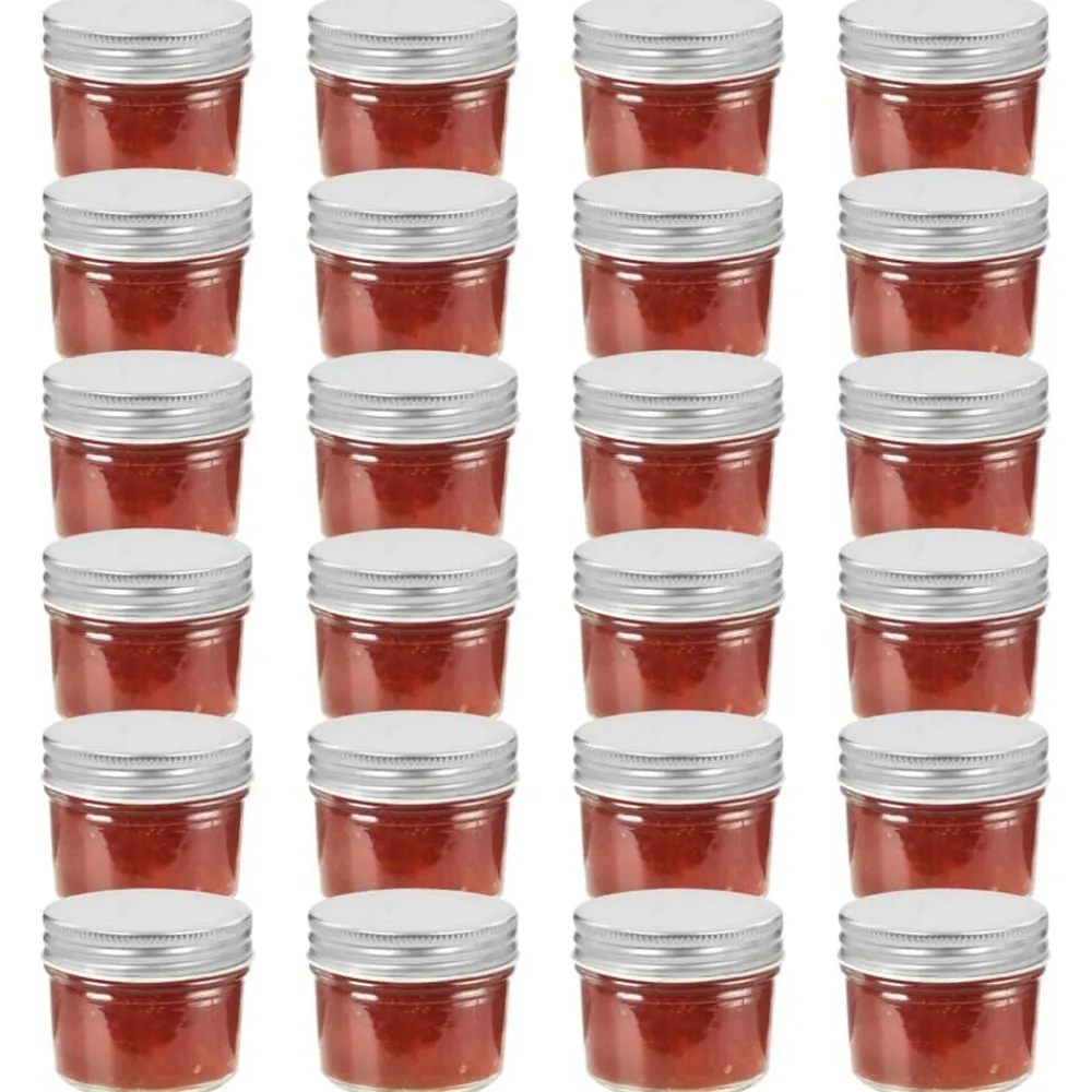 vidaXL Cocina Y Comedor-Tarros de mermelada de vidrio tapa plateada 24 uds 110 ml