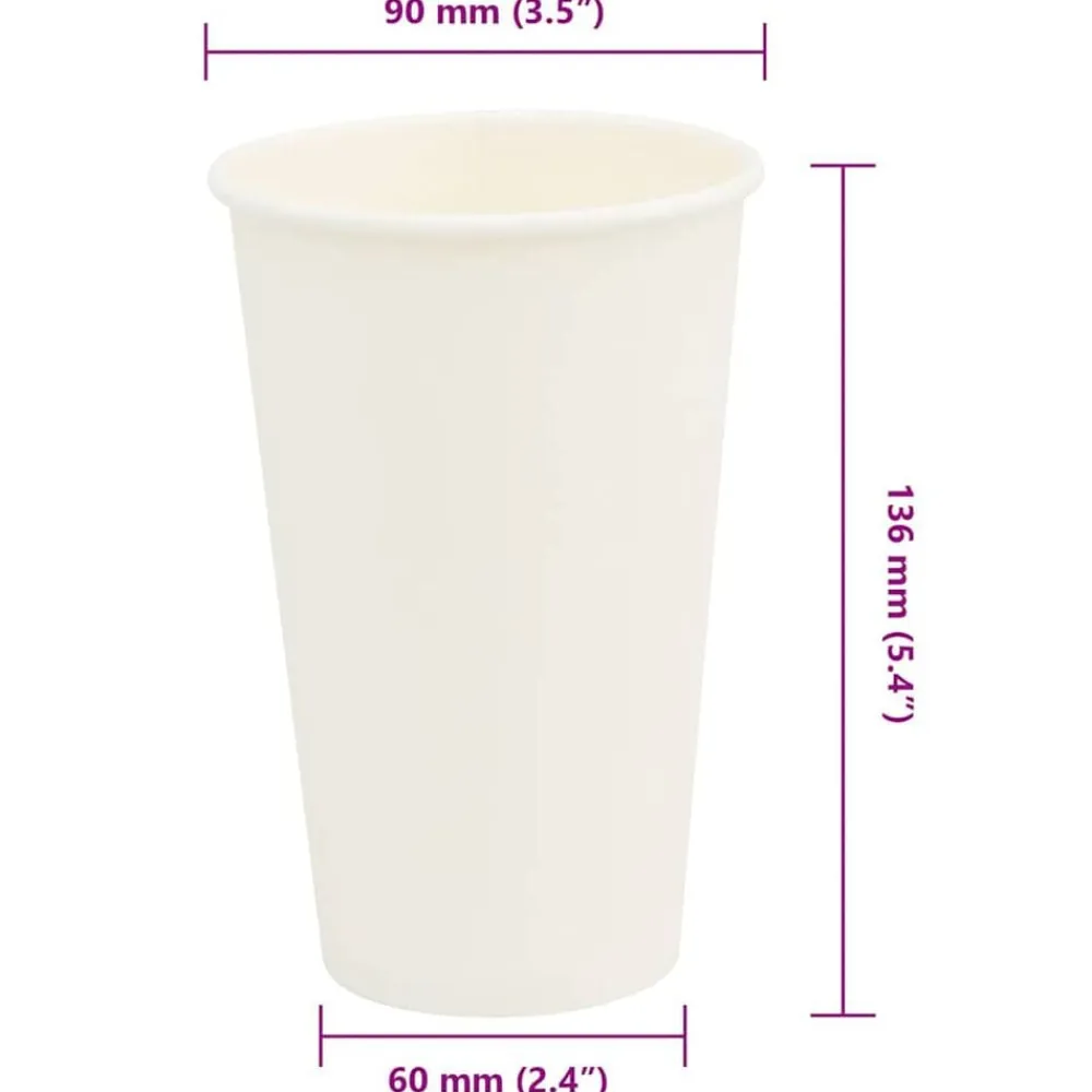 vidaXL Tazas de café de papel 1000 uds 16oz 400ml blanco Sale
