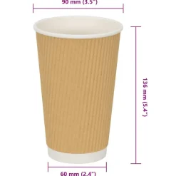 vidaXL Restauración-Tazas de café de papel 500 uds 16oz 400ml marrón