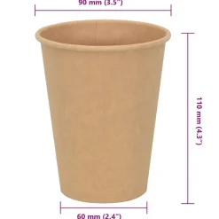 vidaXL Tazas de café de papel 1000 uds 12oz 300ml marrón Hot