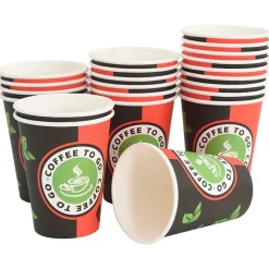 vidaXL Restauración-Tazas de café de papel 1000 uds 12oz 300ml rojo y negro