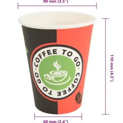 vidaXL Restauración-Tazas de café de papel 1000 uds 12oz 300ml rojo y negro