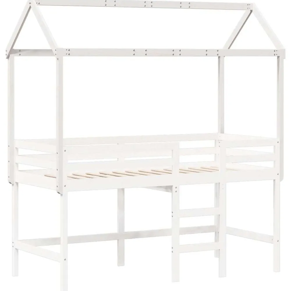 vidaXL Techo de cama infantil madera maciza 217x95,5x159 cm Blanco Outlet