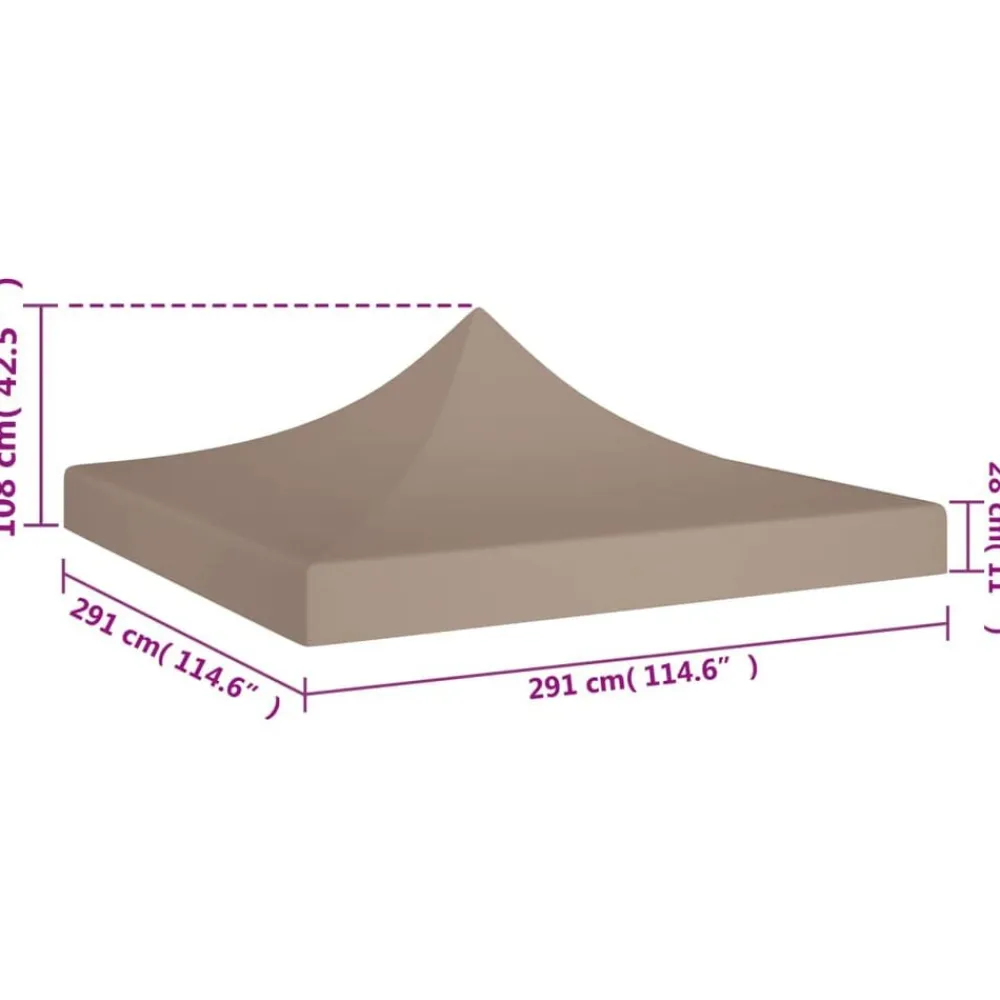 vidaXL Techo de carpa para celebraciones 3x3 m 270 g/m² Taupé Hot