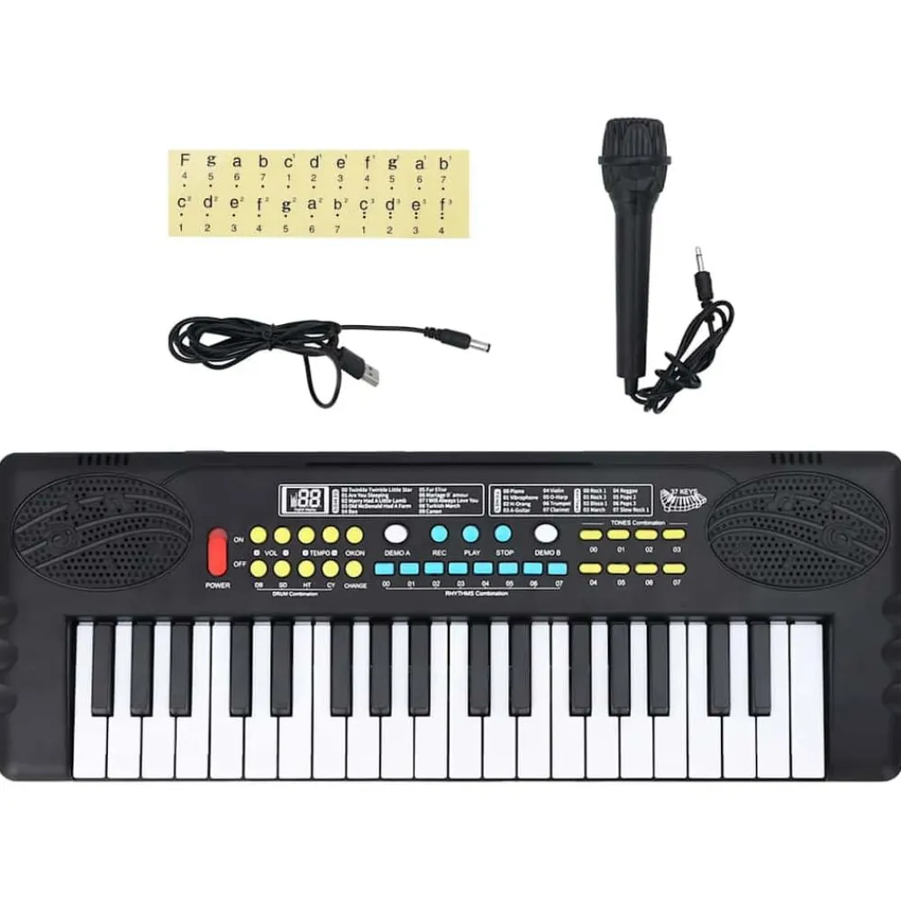 vidaXL Arte Y Ocio-Teclado eléctrico de piano 37 teclas con micrófono para niños