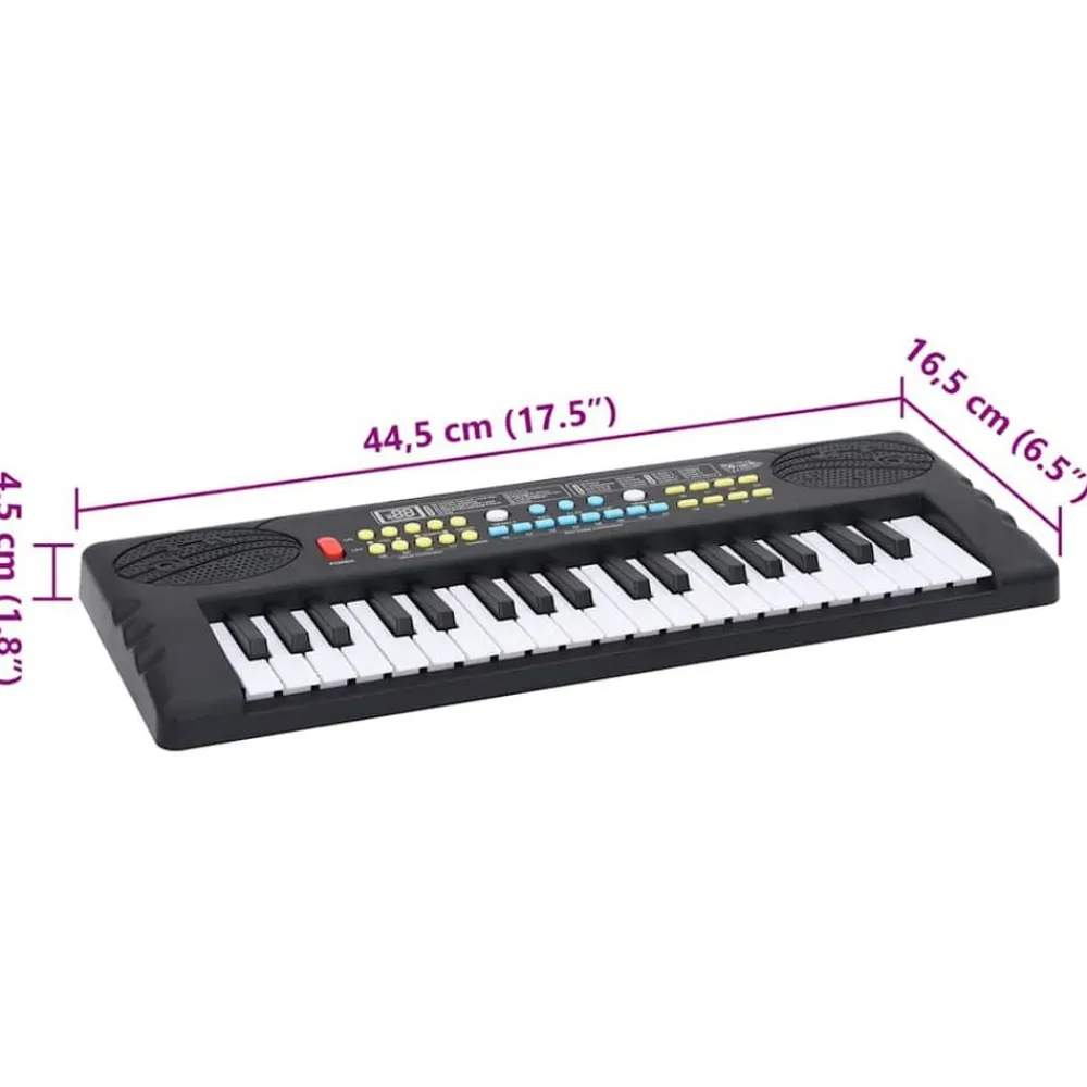 vidaXL Arte Y Ocio-Teclado eléctrico de piano 37 teclas con micrófono para niños