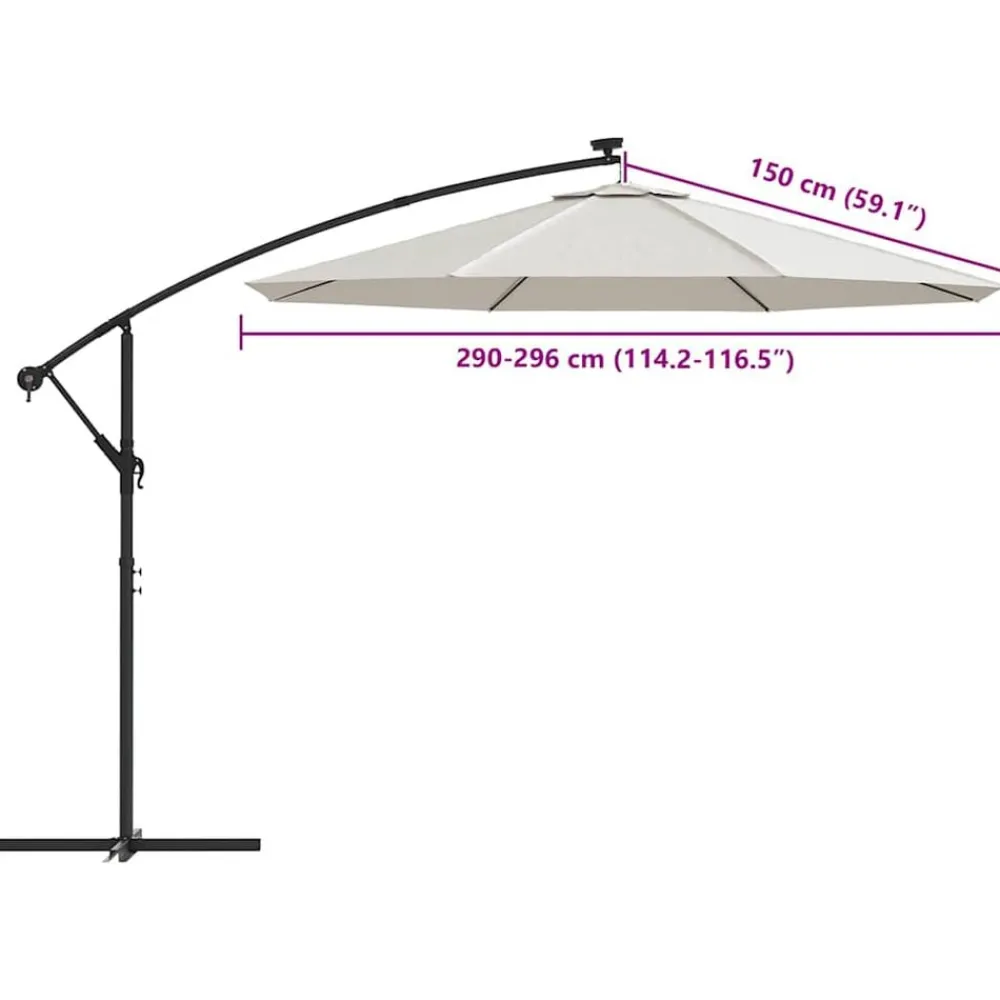 vidaXL Jardín-Tela de repuesto para sombrilla voladiza blanca 300 cm