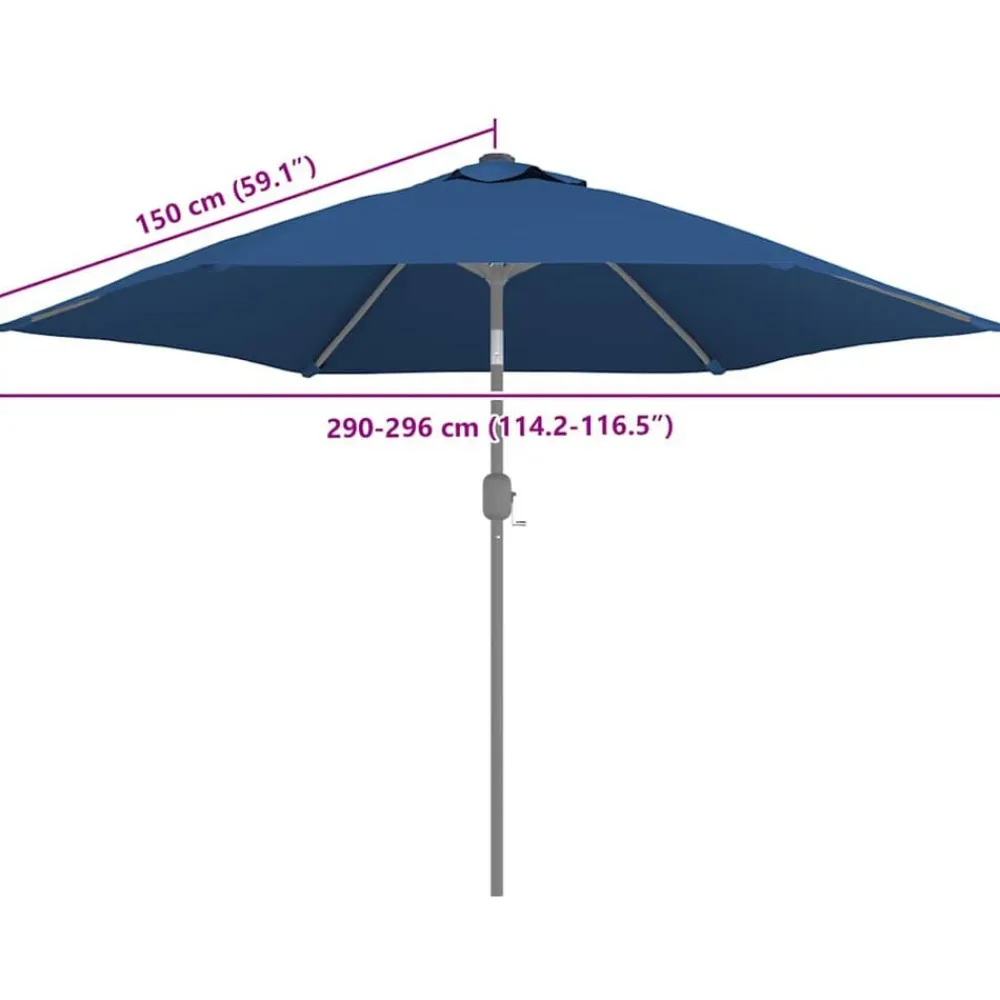 vidaXL Jardín-Tela de repuesto para sombrilla azul azure 300 cm