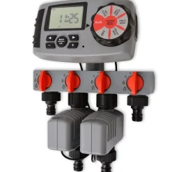 vidaXL Jardín-Temporizador de riego automático con 4 estaciones 3 V