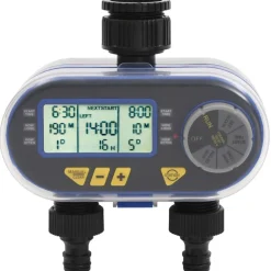 vidaXL Temporizador digital de riego automático con salida doble Clearance