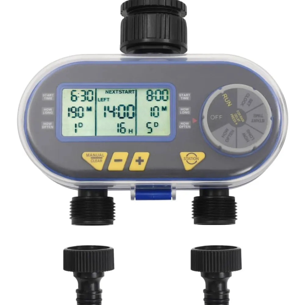 vidaXL Temporizador digital de riego automático con salida doble Clearance