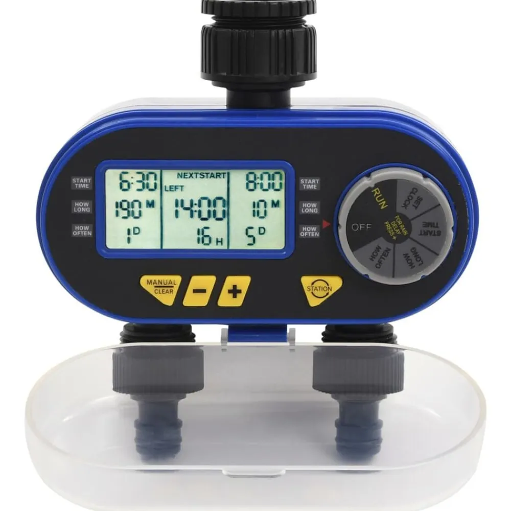 vidaXL Temporizador digital de riego automático con salida doble Clearance