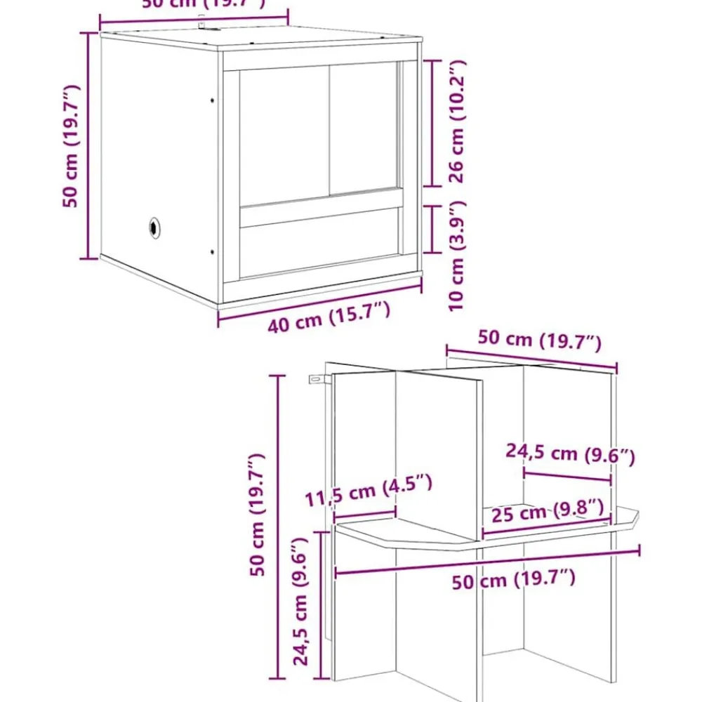 vidaXL Productos Para Mascotas-Terrario Marrón 50 x 50 x 100 cm OSB
