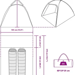 vidaXL Actividades Al Aire Libre-Tienda Cabaña con techo 370 x 230 x 185 cm tafetán