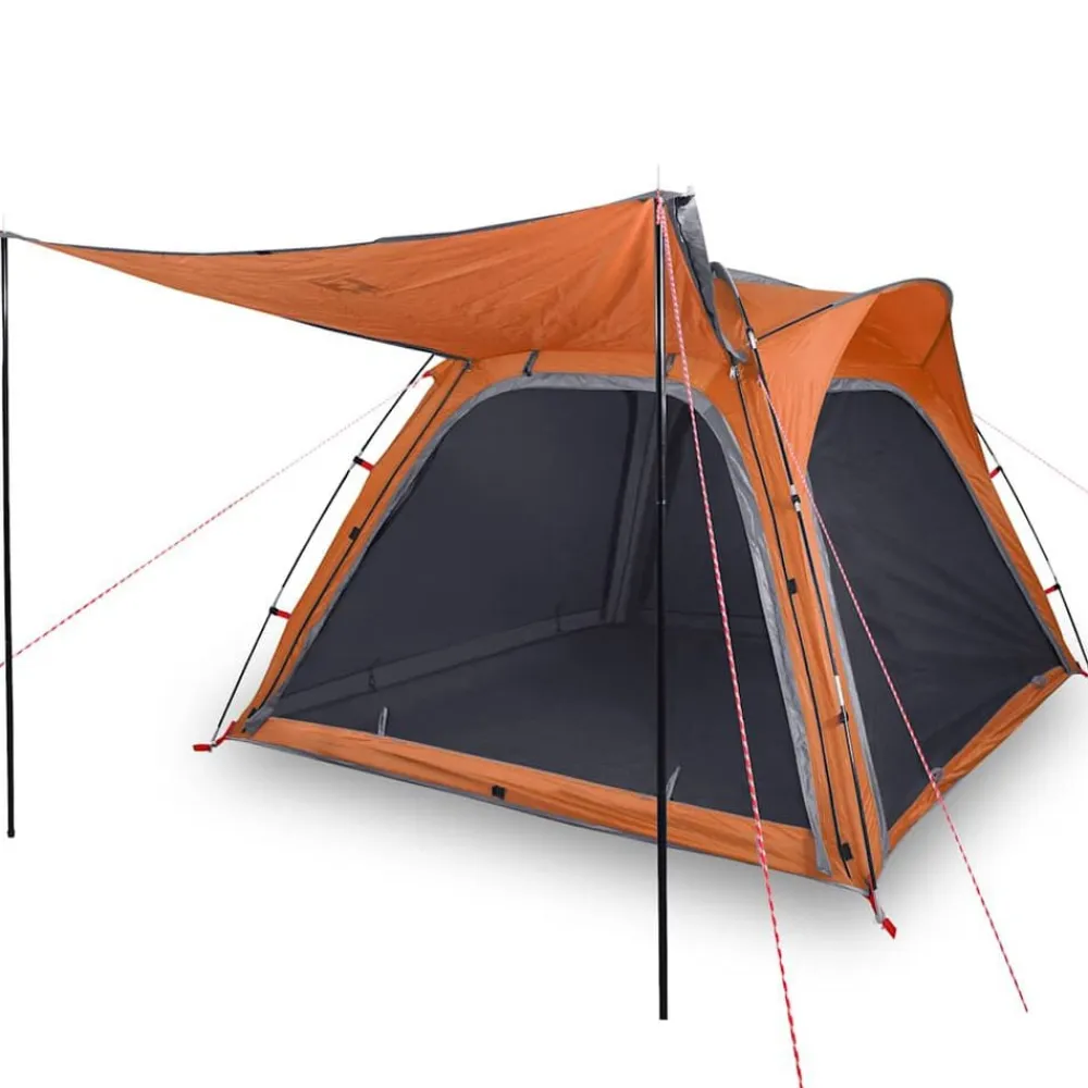 vidaXL Tienda campaña 4 pers impermeable apertura rápida gris naranja Gris y naranja Best