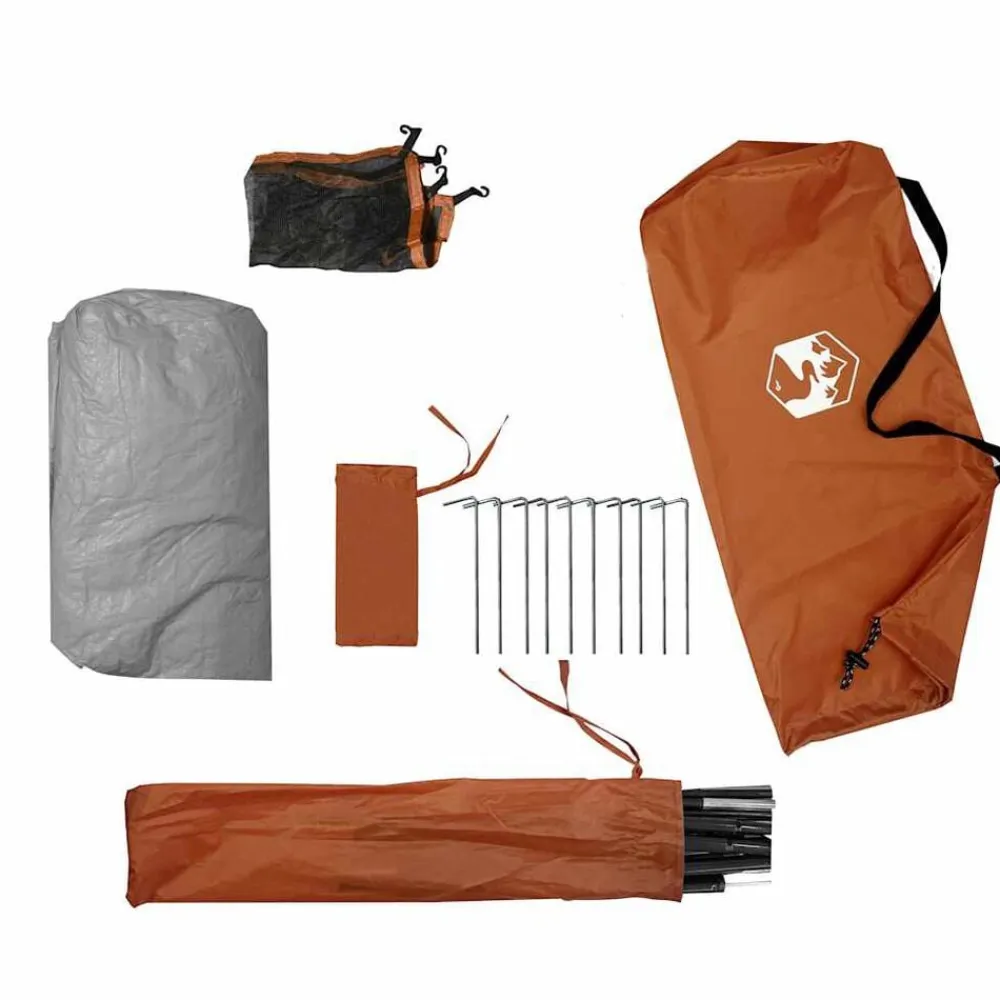vidaXL Tienda campaña 4 pers impermeable apertura rápida gris naranja Gris y naranja Best