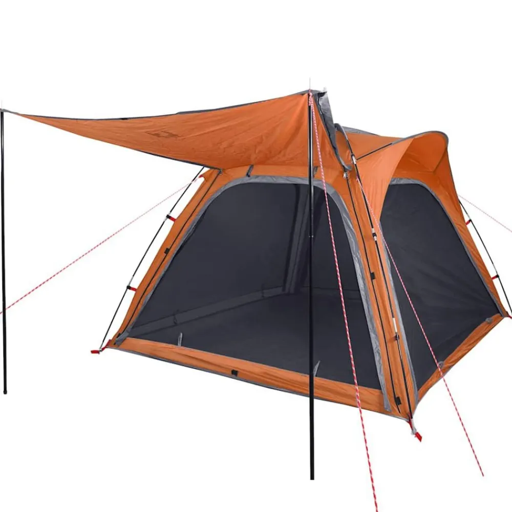 vidaXL Tienda campaña 4 pers impermeable apertura rápida gris naranja Gris y naranja Best