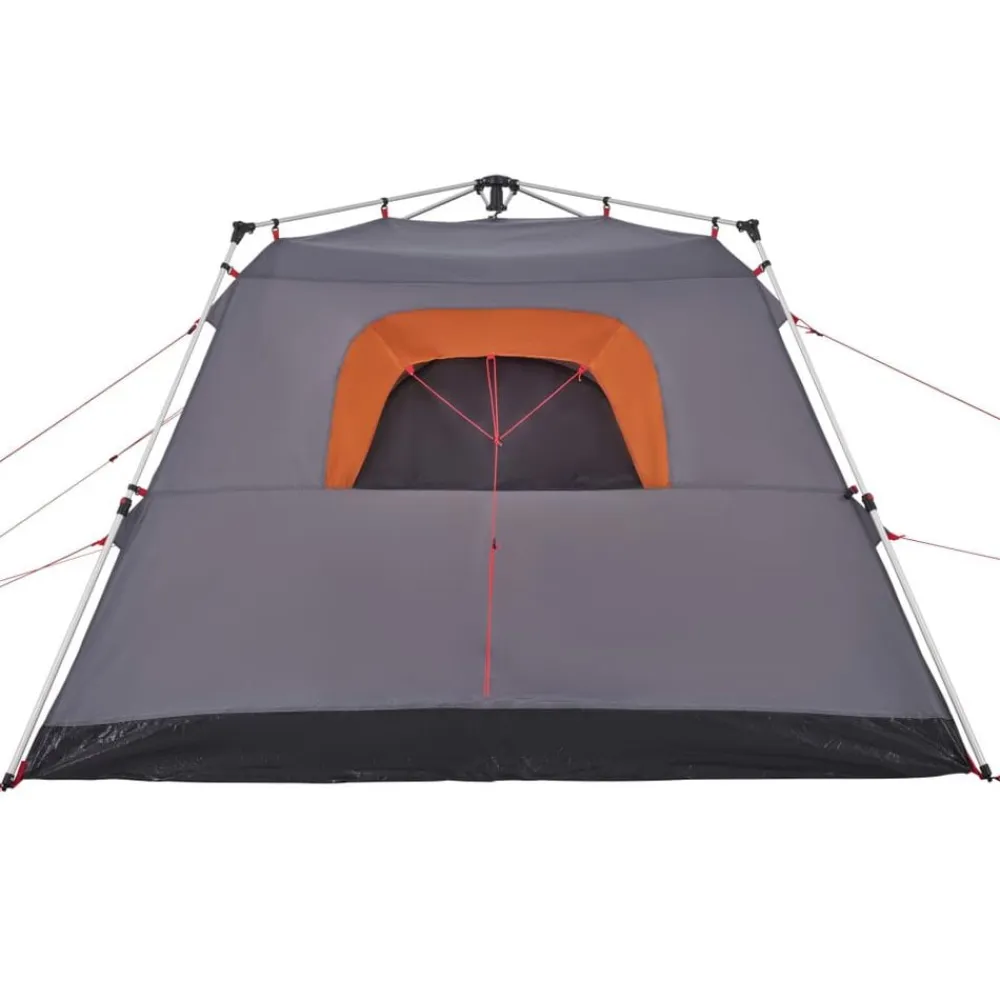 vidaXL Tienda campaña cabaña 4 personas apertura rápida gris naranja Gris y naranja Outlet