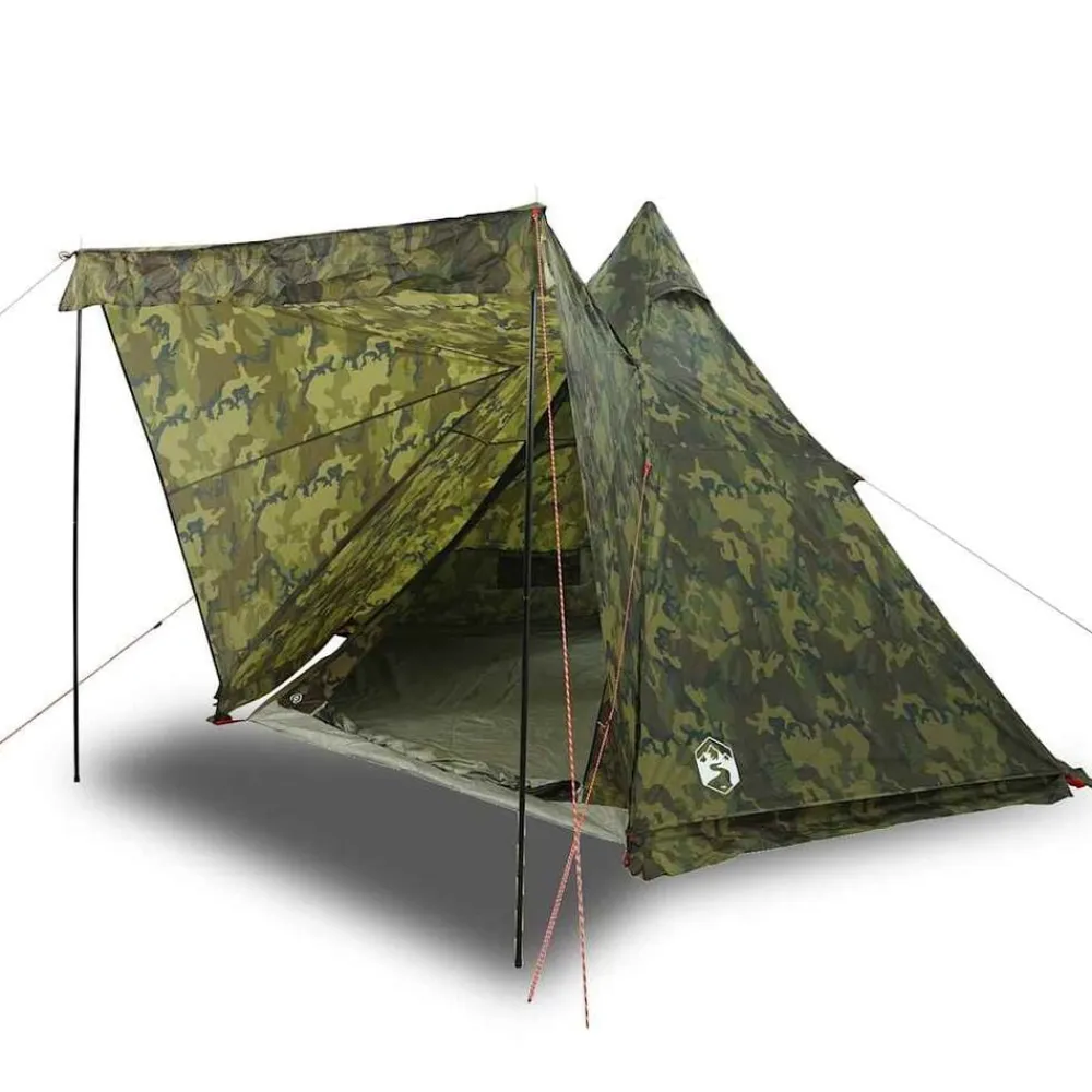 vidaXL Tienda campaña familiar tipi 6 personas impermeable Camuflaje Sale