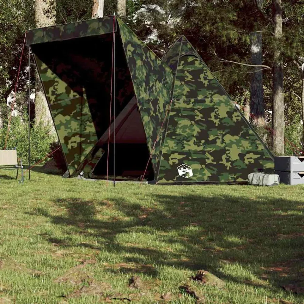 vidaXL Tienda campaña familiar tipi 6 personas impermeable Camuflaje Sale