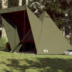 vidaXL Tienda campaña familiar tipi 6 personas impermeable Verde oliva Best