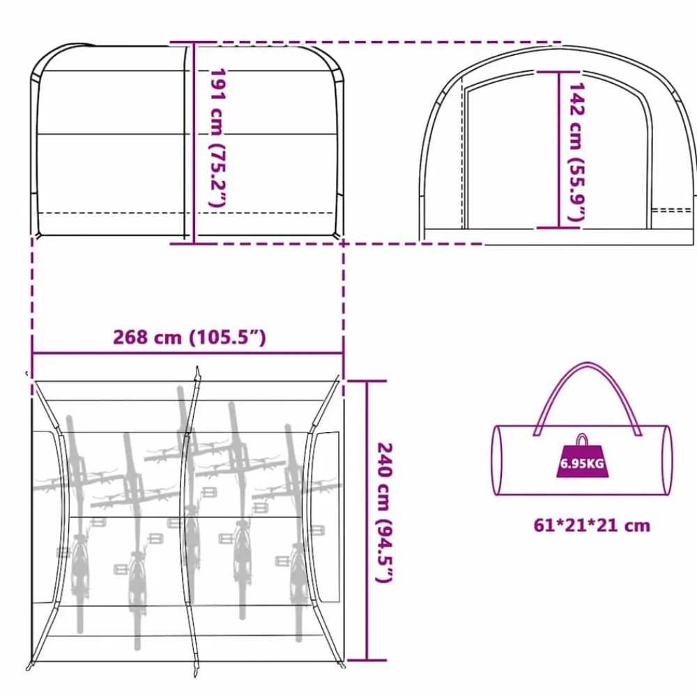 vidaXL Tienda con techo 268 x 240 x 191 cm Poliéster Verde Clearance