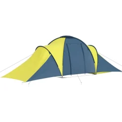 vidaXL Tienda de campaña 6 personas Azul y amarillo Discount