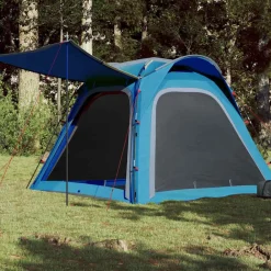vidaXL Tienda de campaña 4 personas impermeable apertura rápida Azul Clearance