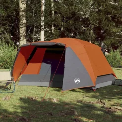 vidaXL Actividades Al Aire Libre-Tienda de campaña con porche 4 personas impermeable naranja