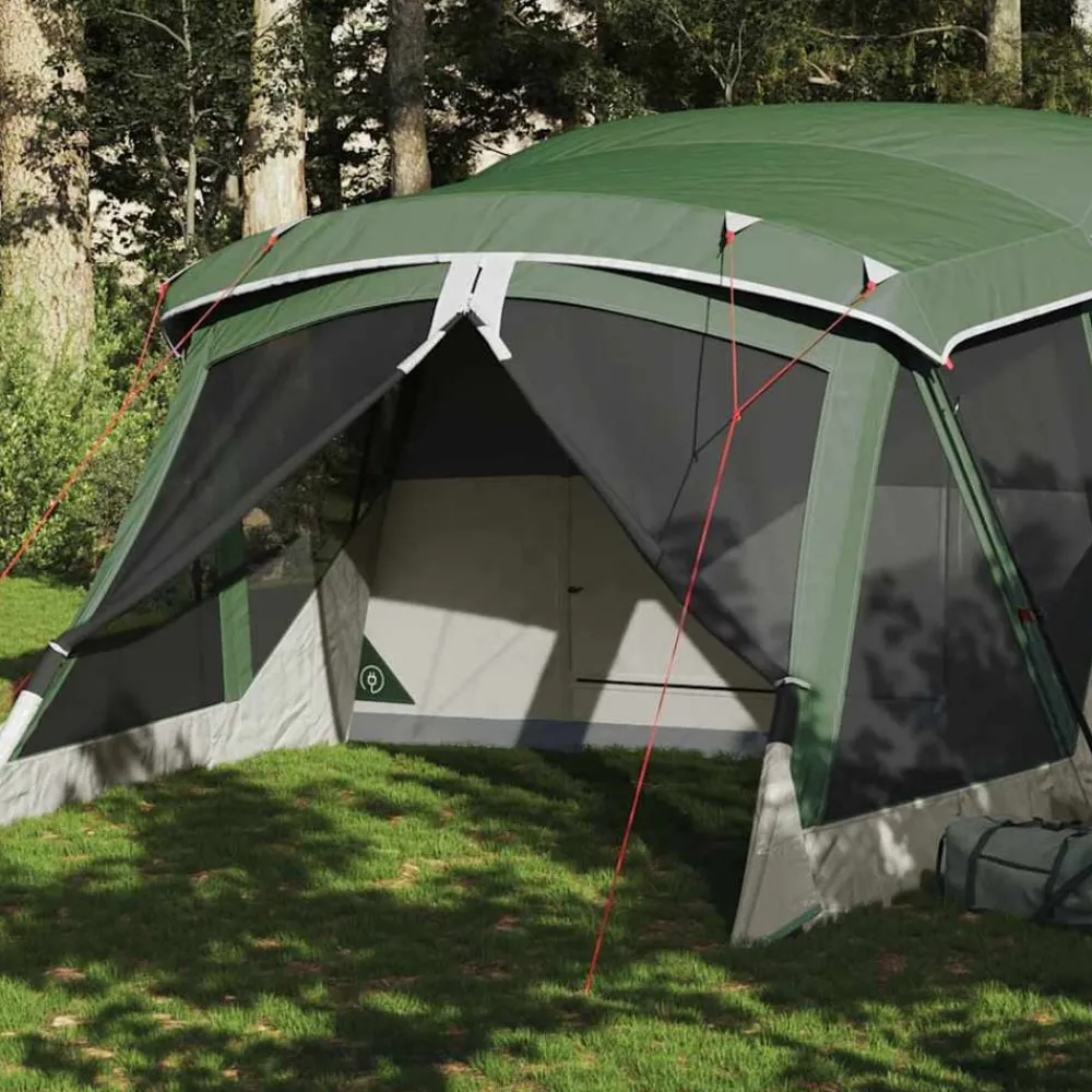 vidaXL Tienda de campaña con porche 4 personas impermeable Verde Clearance