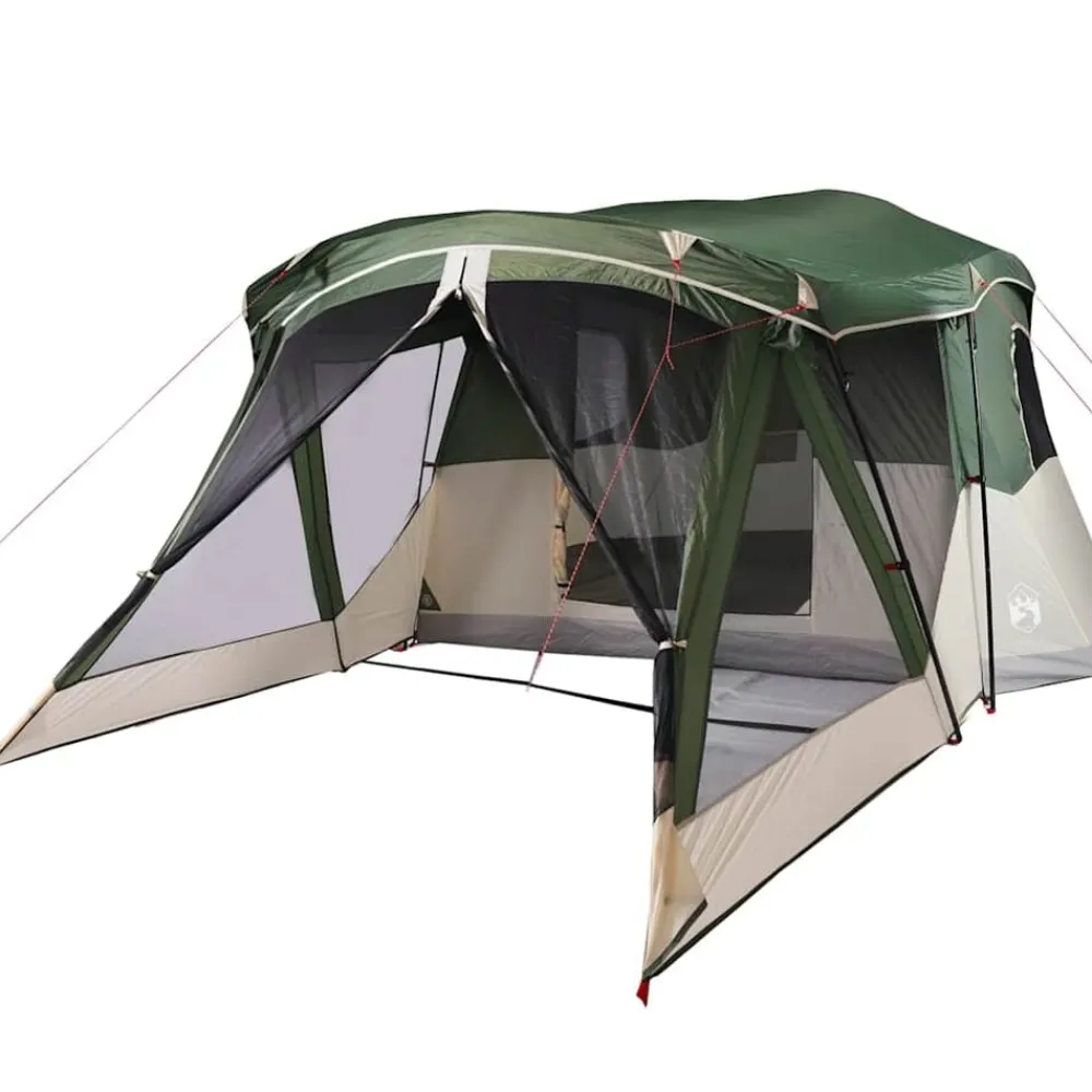 vidaXL Tienda de campaña con porche 4 personas impermeable Verde Clearance