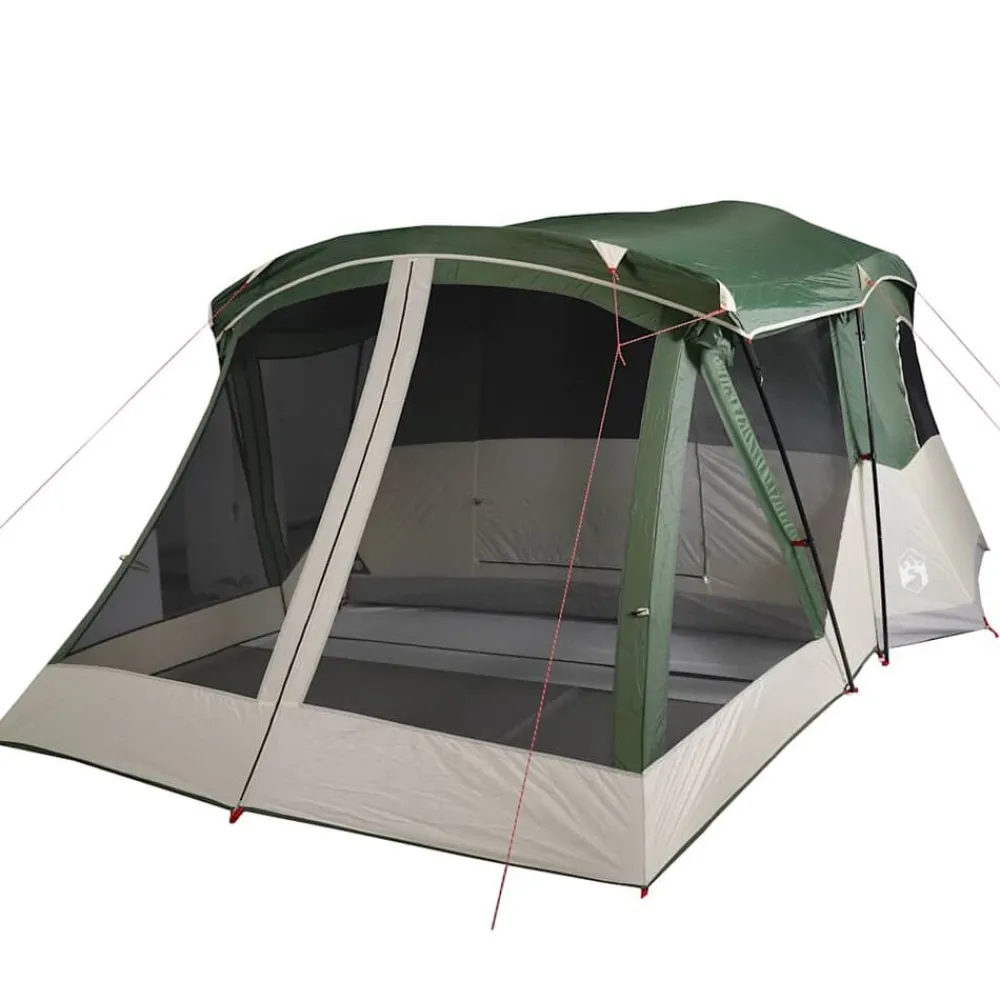 vidaXL Tienda de campaña con porche 4 personas impermeable Verde Clearance