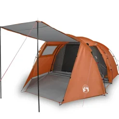 vidaXL Tienda de campaña con túnel 4 personas impermeable gris Naranja New