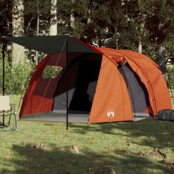 vidaXL Tienda de campaña con túnel 4 personas impermeable gris Naranja New