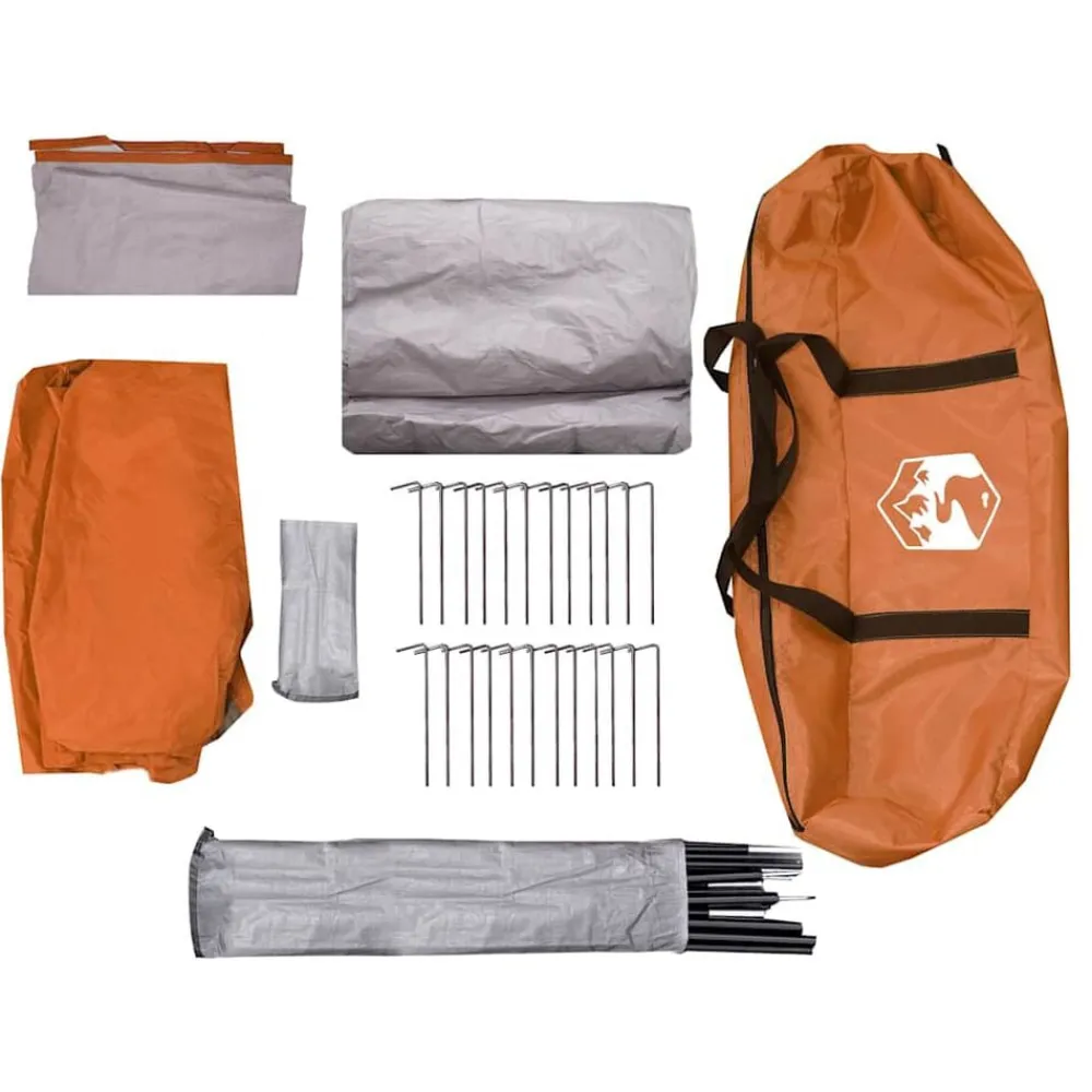 vidaXL Tienda de campaña con túnel 4 personas impermeable gris Naranja New