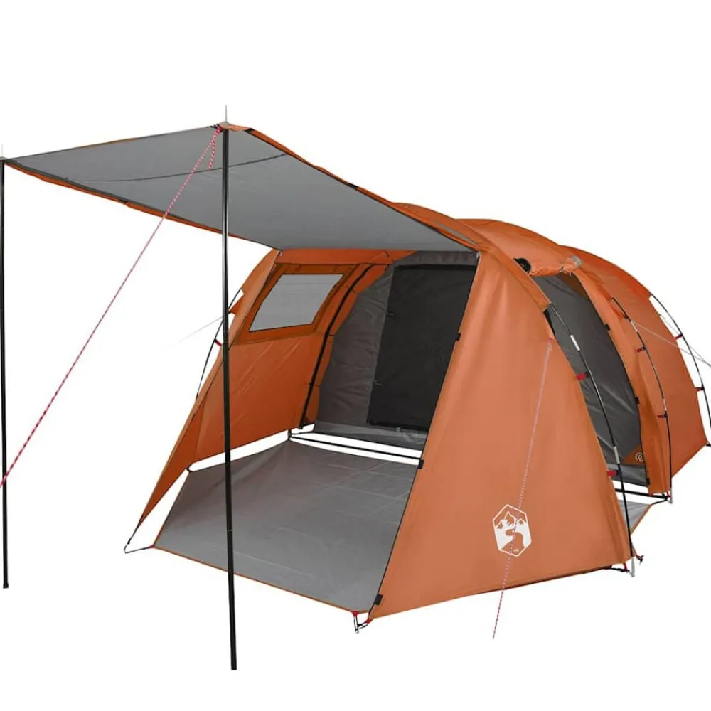 vidaXL Tienda de campaña con túnel 4 personas impermeable gris Naranja New