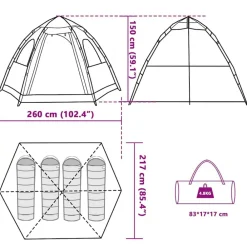 vidaXL Actividades Al Aire Libre-Tienda de campaña cabaña 4 personas apertura rápida