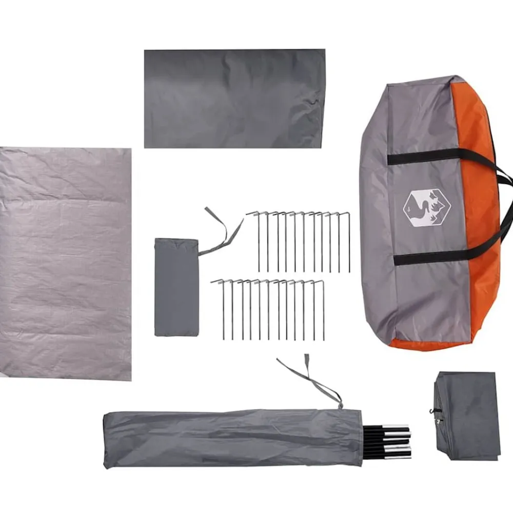 vidaXL Actividades Al Aire Libre-Tienda de campaña con túnel 5 personas impermeable gris naranja